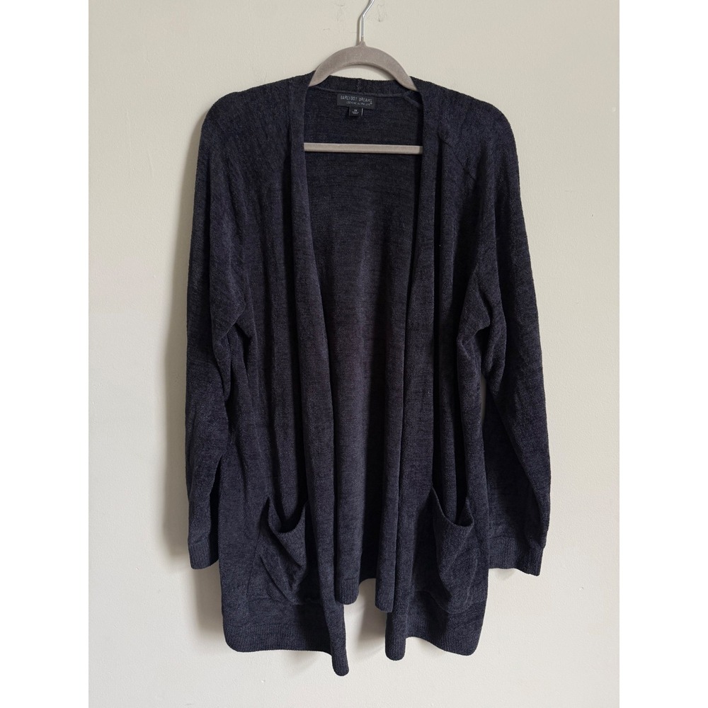 Barefoot Dreams CozyChic Ultra Lite Cardigan Carbon Gray Open Front Sweater 1X